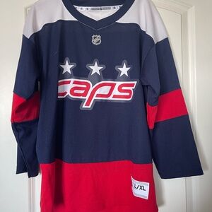 Kids Washington Capitals 2018 Stadium Series Navy & Red Hockey Jersey Size L/XL